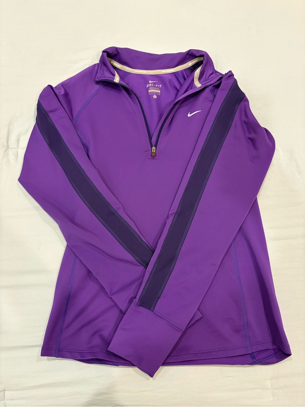 Nike Purple Half-Zip Dri-FIT Pullover with Dark Purple Stripes